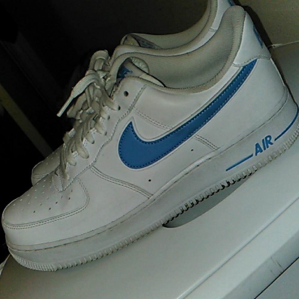 White air force one baby blue swoosh